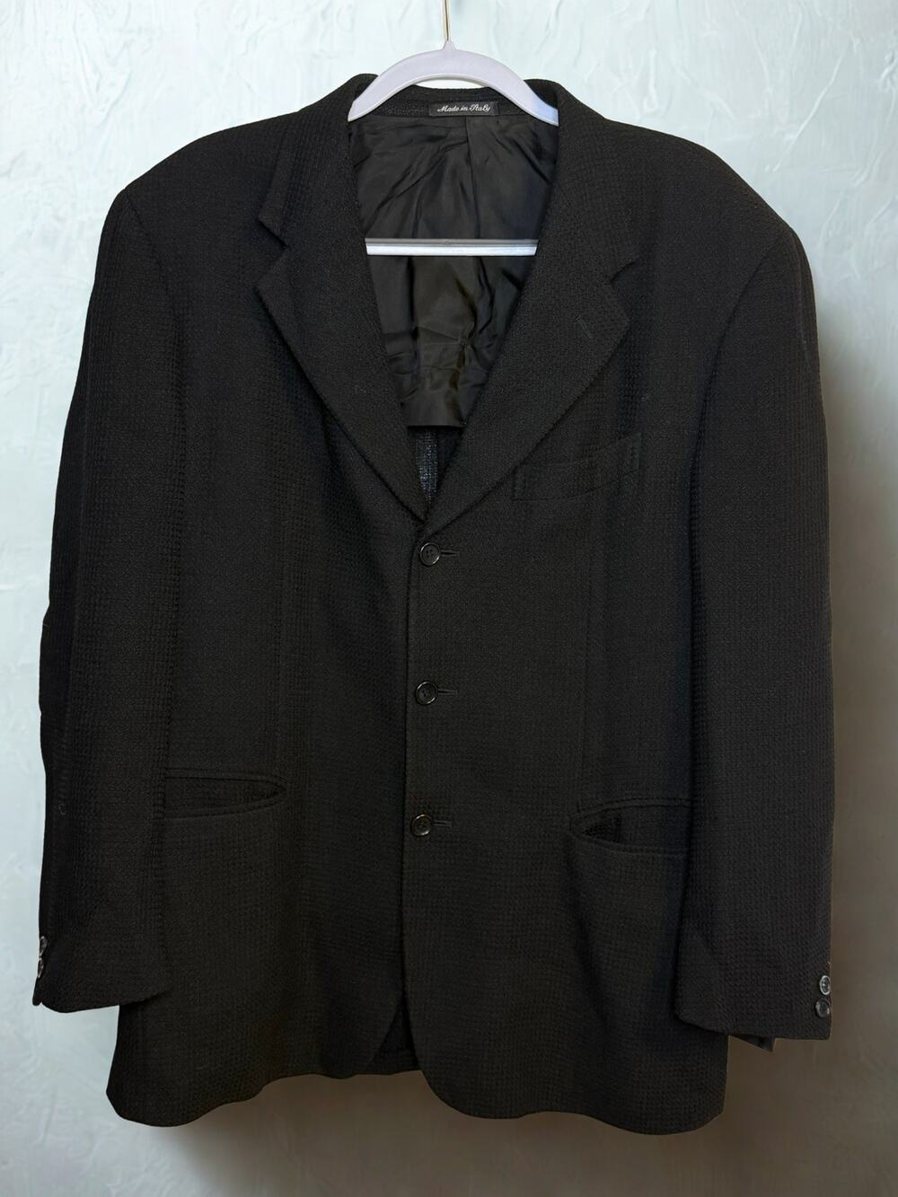 Verri Milano Black Waffle Texture Blazer Sz 50/40
